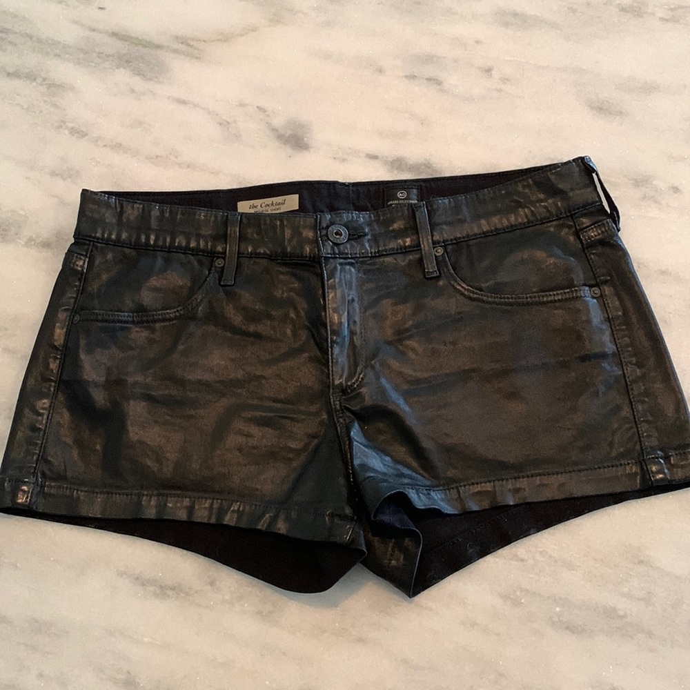 AG Adriano Goldschmied black coated shorts size 30 mid rise